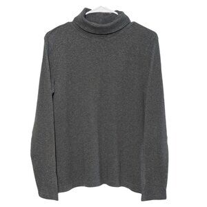 Lands' End Women's Shaped Fit Turtleneck Top Gray Size Medium 10/12 Long Sleeve